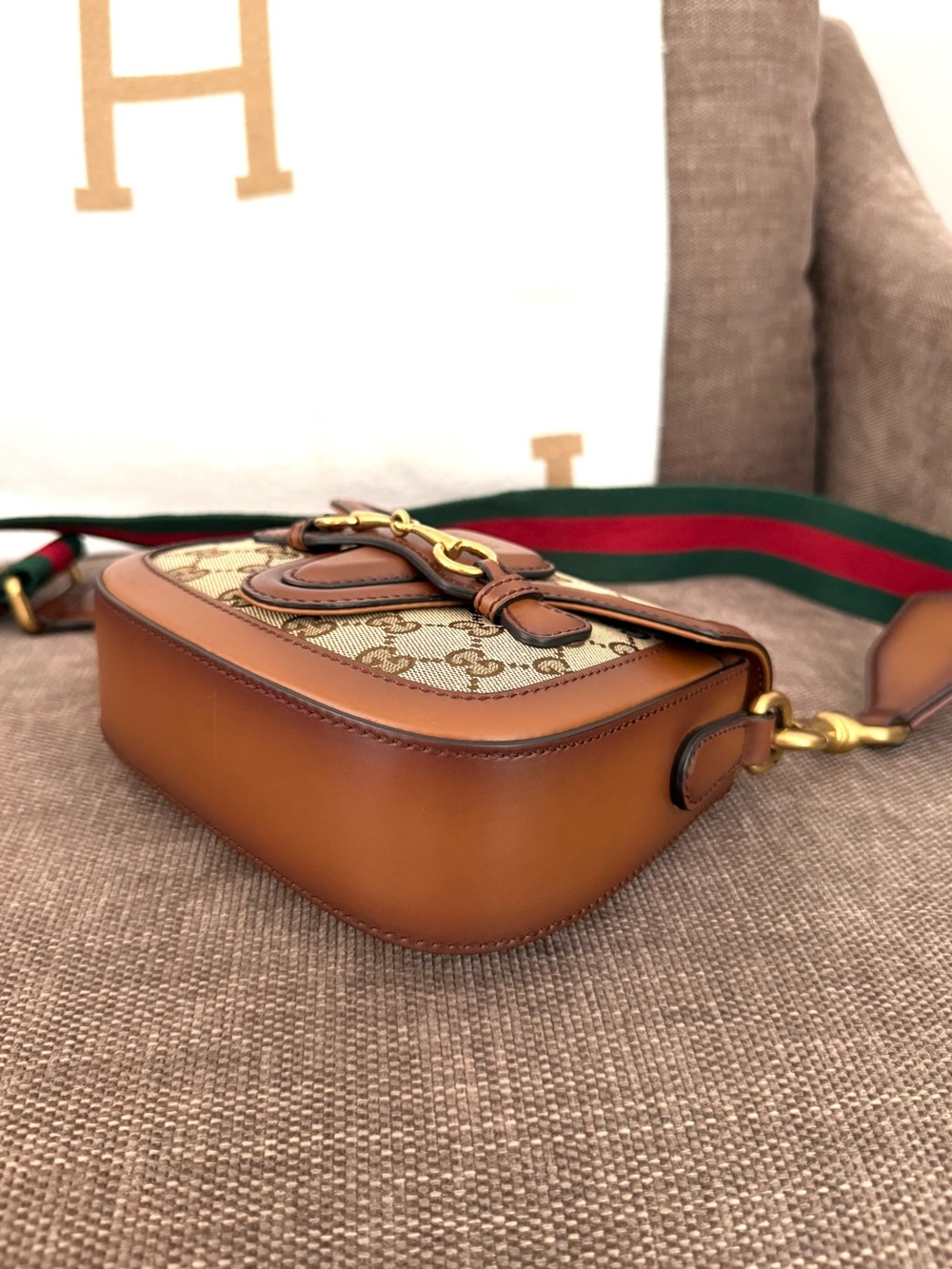 Authentic Gucci Small Lady Web Shoulder Bagbrown monogram canvas - Picture 6 of 16